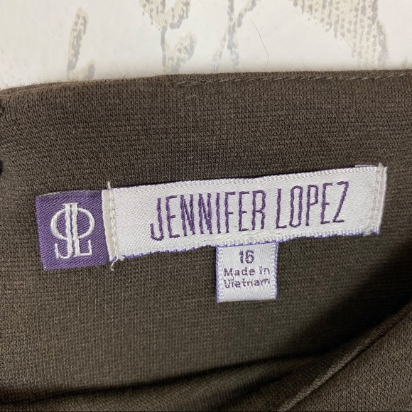 JENNIFER LOPEZ Ethereal Beauty Wild Brown Sheath Dress NWT Size 16 Gold Buckle - Picture 7 of 10